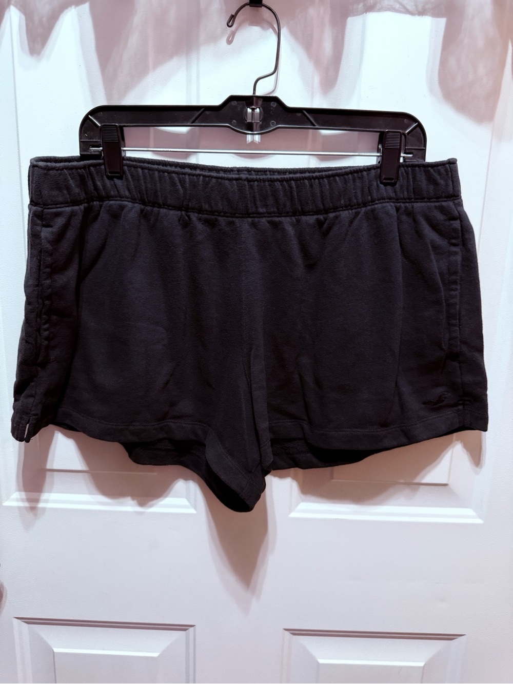 Hollister Black Cotton Terry Lounge Shorts with Front Pockets